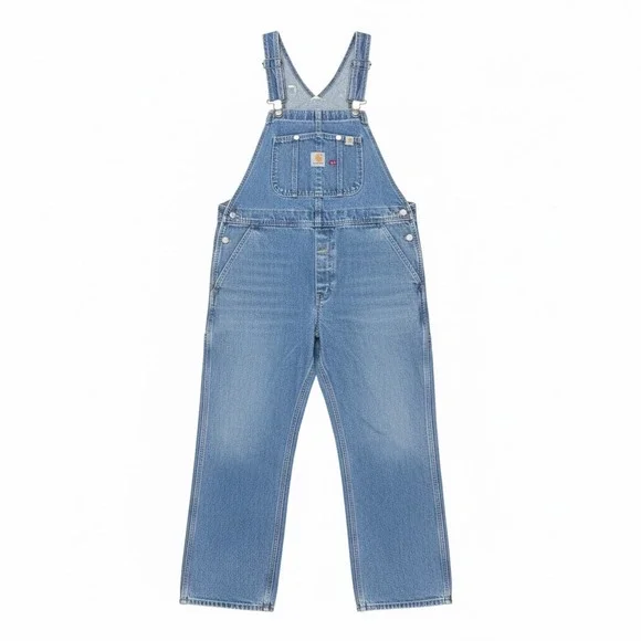 Carhartt Womens Denim Bib Overalls Medium Wash Workwear Style WR008 FBI 2XL - Picture 2 of 6